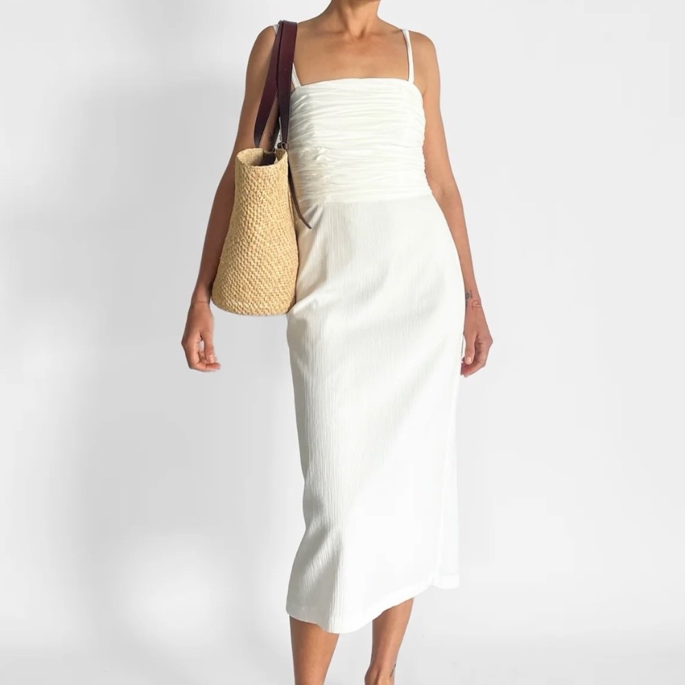 PEONY DRESSES RUCHED COLUMN DRESS